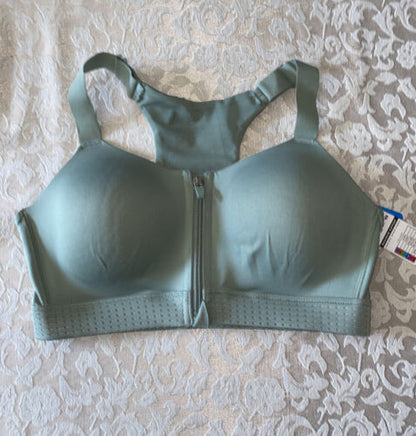 LAYER 8 MAXIMUM SUPPORT SIZE Small Sport Bra MULTI-Green Fitted Front Zipper-NEW