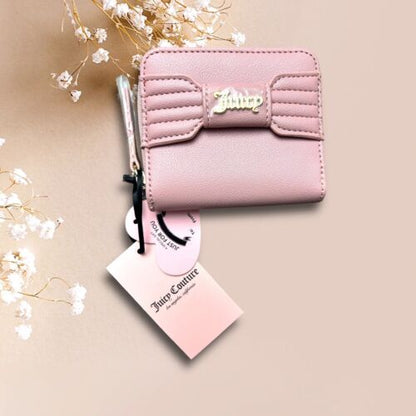 Juicy Couture Pink Blush~Pretty Bow Small~Zip Around Wallet~Gold Logo~GREAT BUY