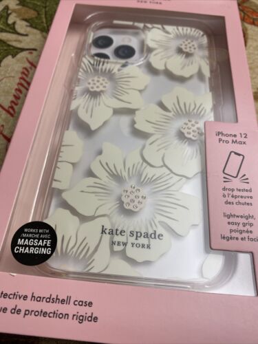 Kate Spade New York Protective Case iPhone12 Pro Max Floral White Rhinestone NEW
