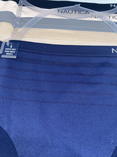 NAUTICA NT9935-5 PCK SIZE 1X~MULTICOLOR SOFT HIGH WAIST BRIEF PANTIES GREAT FIT