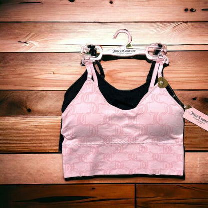 Juicy Couture Intimates Bralettes ~Pink/Black Logo~JC6979~2Pack~Sz MEDIUM ~CUTE
