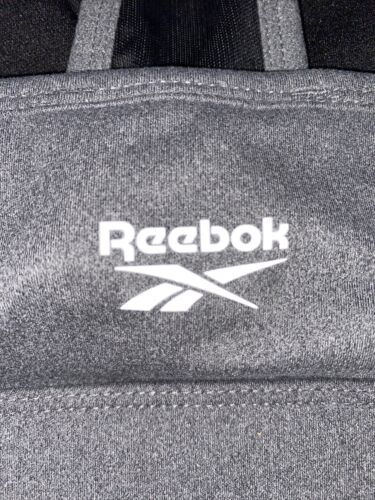 REEBOK MATCH BRA CHARCOAL HEATHER/BLACK MESH REW211BR02003 Large MSRP $40 NEW