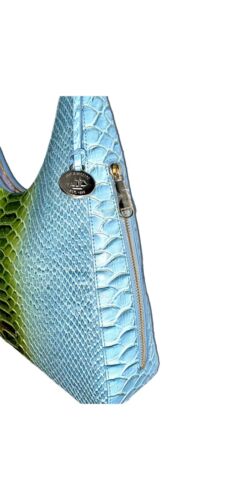 Brahmín Tabitha Limeade Rivers Genuine Leather~ LIGHT BLUE & GREEN~NEW~UNIQUE!