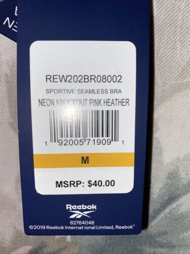 Reebok Sport Seamless Neon Knock￼ Out Pink￼ Bra MEDIUM Retail $40 NEW