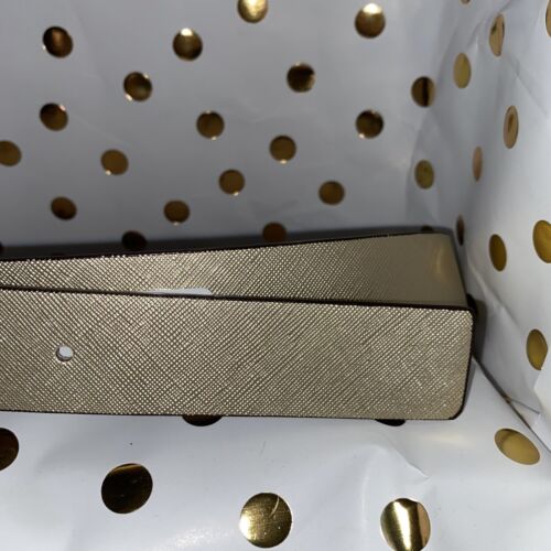 MICHAEL KORS BELT REVERSIBLE BROWN LOGO/METALLIC GOLD GOLD BUCKLE