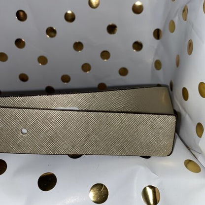 MICHAEL KORS BELT REVERSIBLE BROWN LOGO/METALLIC GOLD GOLD BUCKLE