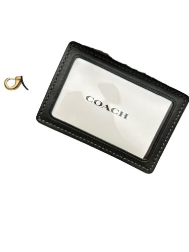 Coach Boxed Pencil Case Id Lanyard Set In Signature Leather ~NWT~ Black CF467