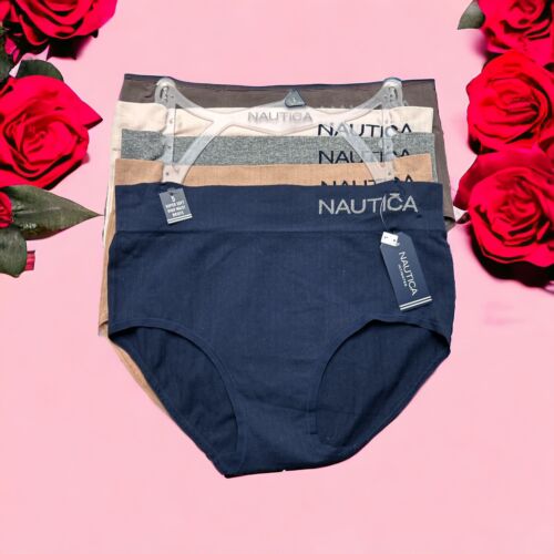 NÁUTICA ~ Women's High Waist NT3538 Underwear Panties Blend Material 5-Pair ~L