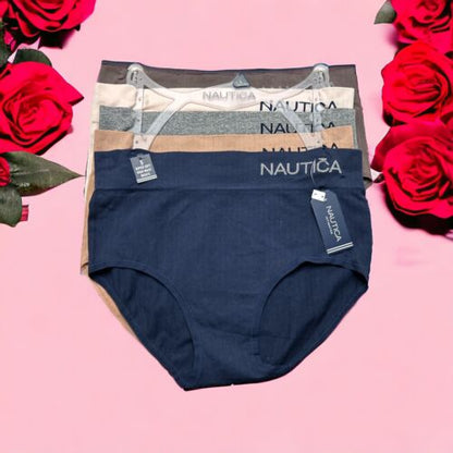 NÁUTICA ~ Women's High Waist NT3538 Underwear Panties Blend Material 5-Pair ~L