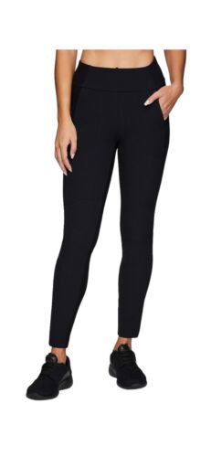 Avalanche Women Combo Stretch Woven Front Knit Slim Fit Pant with Pockets LARGE