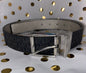 MICHAEL KORS BELT REVERSIBLE BLACK WITH LOGO/METALLIC SILVER WITH SILVER BUCKLE