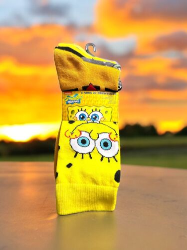 SpongeBob SquarePants Assorted Icons Men's 6-Pair Pack of Crew Socks Multi-Color
