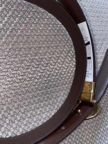 MICHAEL KORS BELT REVERSIBLE VANILLA/BROWN PRINTED MK LOGO "SKINNY" LOGO BUCKLE!