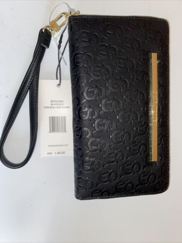 STEVE MADDEN WALLET WRISTLET BLACK STAMPED LOGO VERY DIFFERENT!!