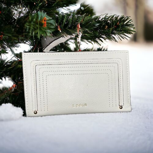 LODIS Coin Purse Bifold Card & Bill Wallet White Leather~RFID~ SO SO BEAUTIFUL!!