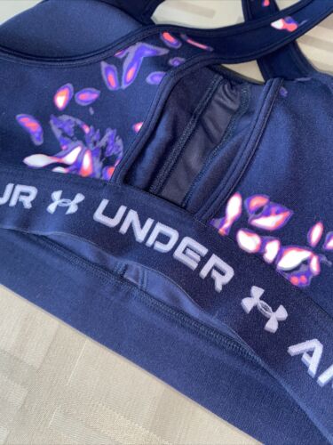 Women's Under Armour Cossback Navy Floral Print Mid Impact Sports Bra~BEAUTIFUL!