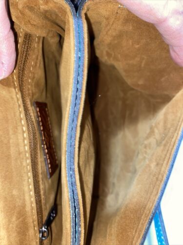 Patricia Nash Bag Distress Vin. Leather Aqua Crossbody Bag Purse NEW