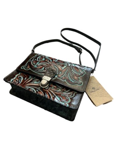 Patricia Nash LOCRI Convertible XBDY TOOLED TURQUOISE Leather P894133~UNIQUE!!