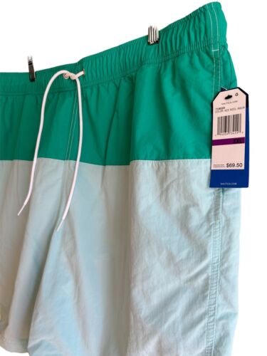 Nautica Mens Quick Dry Two Tone 4EE REEL Aqua~Color-block Swim Trunks Blue XXL