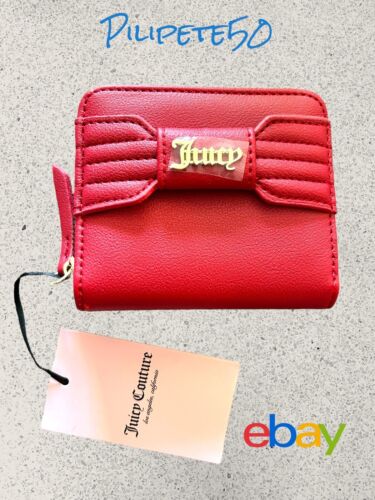 JUICY COUTURE-SCARLET RED-PRETTY BOW SMALL ZIP AROUND WALLET-GREAT & UNIQUE