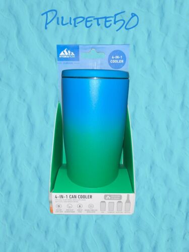 HydraPeak~4 In 1 Can Cooler~ Non Slip Rubber Base~Blue-Green ~GREAT PURCHASE!