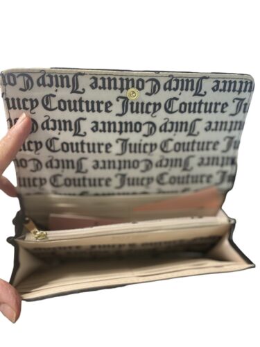 JUICY COUTURE BLACK~GLAM ELONGATED FLAP WALLET~CLUTCH STAMPED~JUST FOR YOU!