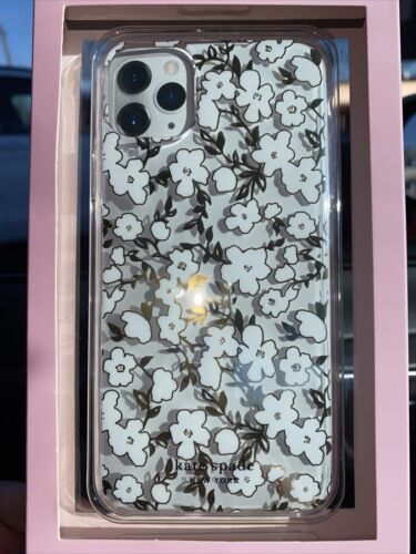 KATE SPADE CASE iPHONE 11 PRO MAX CLEAR -TINY WHITE FLOWER RHINESTONE GOLD FOIL