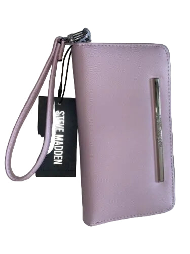 STEVE MADDEN PINK WALLET WRISTLET SMOOTH TEXTURED