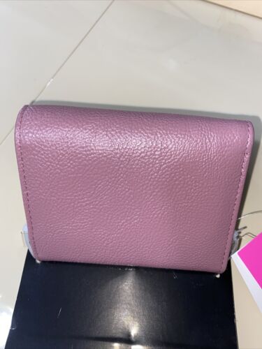Betsey Johnson Peggable Card Case Flap Snap On Wallet Mauve -Gold Hardware CUTE!
