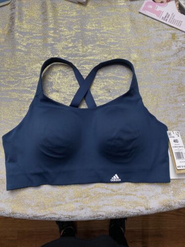Adidas Blue Solid Cross-back Ultimate Bra Women’s Size 40D Retail $65