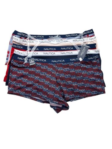 Nautica ~ 5-Pair Women's Boyshorts NT9695 Underwear Panties Polyester Blend ~ 1X