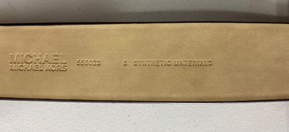 MICHAEL KORS BELT BEIGE  WITH MK LOGO WITH RIVET BELT LOOP GOLD BUCKLE  EYELETS