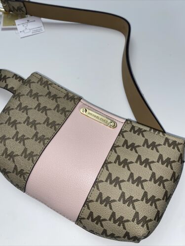 Michael Kors Women’s Belt  Fanny Pack MK Signature Logo PINK/BROWN/BEIGE - S/M