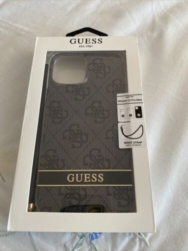 Guess Slim Profile PU Leather Protective Case  iPhone 12 ProMax Black 6.7”-STRAP