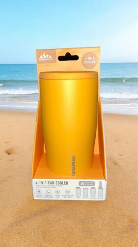 HydraPeak~4 In 1 Can Cooler~ Non Slip Rubber Base~Tangerine ~GREAT PURCHASE!