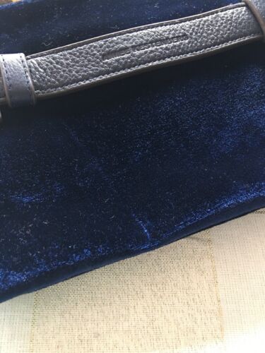 AIMEE KESTENBERG MELVILLE POUCH LAPIS BLUE LEATHER & VELVET CLUTCH GORGEOUS!!!!