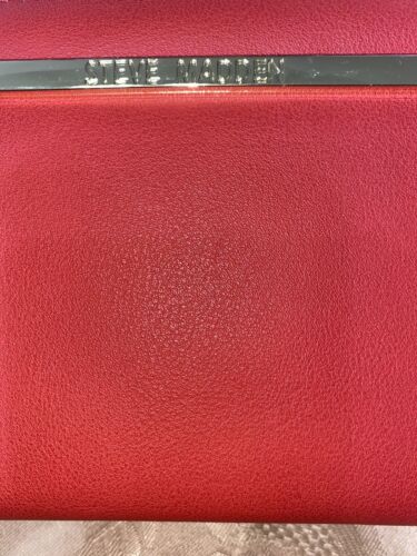 STEVE MADDEN WALLET WRISTLET RED WRAP AROUND LOGO SMOOTH TEXTURED