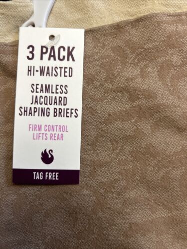 Gloria Vanderbilt 3 Pack High Waisted Seamless Jacquard Shaping Briefs XL~GREAT!