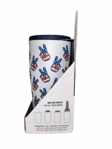 HydraPeak~4 In 1 Can Cooler~Non Slip Rubber Base~USA HANDS FLAG ~GREAT PURCHASE!