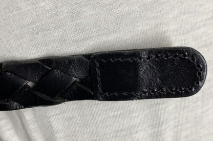 MICHAEL KORS BELT BLACK LEATHER WEAVE SUPER RARE MK LOGO BUCKLE SKINNY