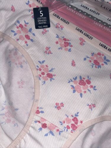 LAURA ASHLEY Intimates Cotton-Spandex Brief Panties~Size L~5 pair Style 9540