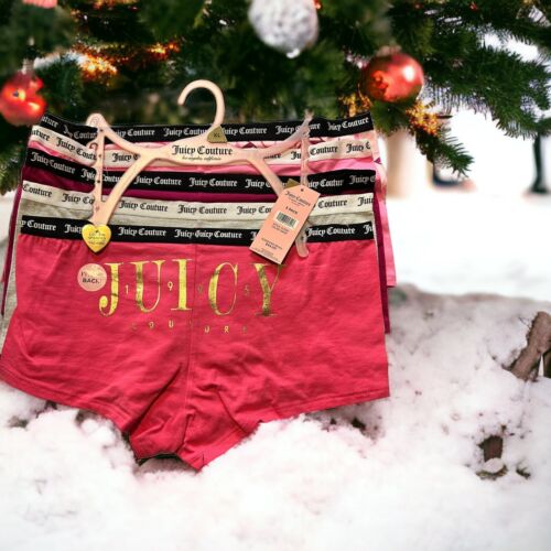 Juicy Couture~Women Boyshort Underwear Panties Cotton Blend 5-Pair JC7530~WOW~XL
