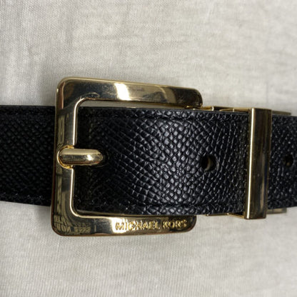 MICHAEL KORS BELT REVERSIBLE BEIGE MK LOGO/ BLACK GOLD BUCKLE