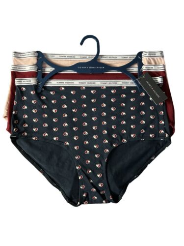 Tommy Hilfiger 3pcs~Soft Cotton Logo Mid-Rise Panties Sz. L~Multicolor~GREAT FIT