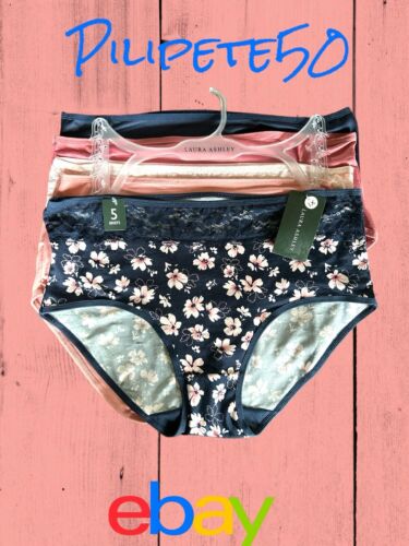 Laura Ashley ~ Women's Brief Underwear Panties Floral 5-Pair~Style LS9689~1X