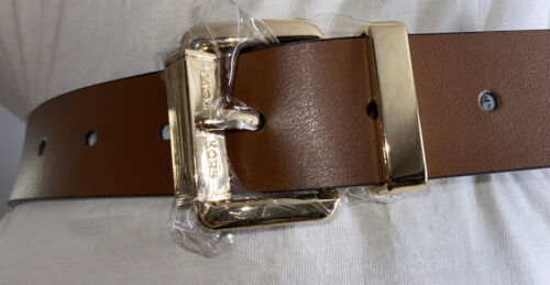 MICHAEL KORS BELT REVERSIBLE BROWN MK LOGO WITH FLOWER PRINT GOLD BUCKLE STYLE!