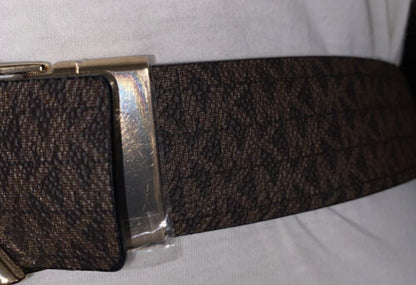 Michael Kors Belt Reversible Brown/Black MK Mini Logo MK Gold Buckle