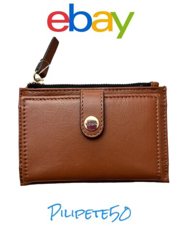 LODIS Coin Purse Bifold Card Wallet COGNAC Genuine Leather-ABSOLUTELY BEAUTIFUL!