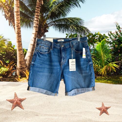 Kensie Jeans~ Luxe Denim Women’s High Rise Shorts~Blue~Size 14/32~70’s LOOK! $58