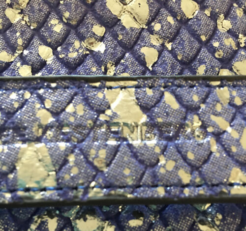 AIMEE KESTENBERG Melville Pouch Wristlet Blue Silver Snake AK Leather Retail$78